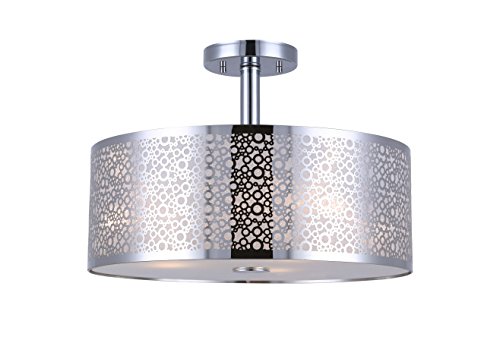 CANARM ISF543A03CH Piera 3-Light Semi-Flush Mount with Crystal, Chrome, 15.75 inch