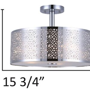 CANARM ISF543A03CH Piera 3-Light Semi-Flush Mount with Crystal, Chrome, 15.75 inch