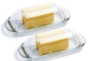 anchor hocking presence glass butter dish with cover set of 2, clear