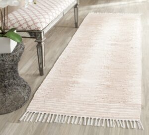safavieh montauk collection runner rug - 2'6" x 6', beige, handmade fringe cotton, ideal for high traffic areas in living room, bedroom (mtk752a)