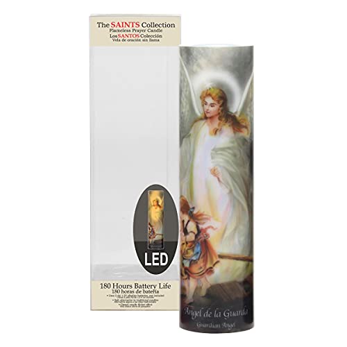 Stonebriar The Saints Collection Guardian Angel Flickering LED Prayer Candle with Automatic Timer, Religious Gift Ideas for Mom, Dad, Sister, Brother, and Friends 8 Inches