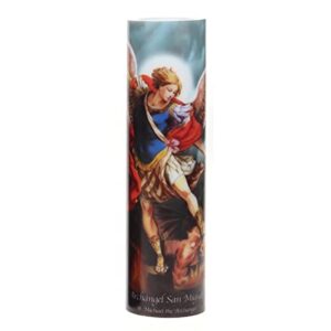 stonebriar st. micheal flameless led devotional prayer candle with automatic timer