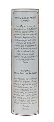 Stonebriar St. Micheal Flameless LED Devotional Prayer Candle with Automatic Timer