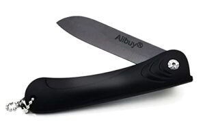 alibuy 3" ceramic folding knife utility knife (blade black + handle black)