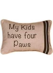 manual woodworkers & weavers word throw pillow, my kids have four paws, 12.5 x 8.5