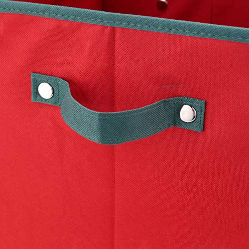 Elf Stor Christmas Box with Adjustable Dividers and Lid Ornaments Storage, Red