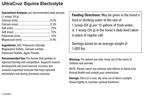 UltraCruz-364849 Equine Electrolyte Supplement for Horses, 5 lb, Powder (40 Day Supply)