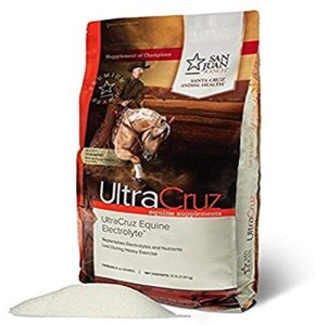 ultracruz equine electrolyte supplement for horses, 25 lb, powder (200 day supply), white