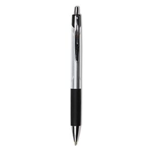 Universal Comfort Grip Ballpoint Pen, Retractable, Medium 1 Mm, Black Ink, Silver Barrel, Dozen