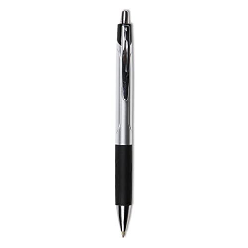 Universal Comfort Grip Ballpoint Pen, Retractable, Medium 1 Mm, Black Ink, Silver Barrel, Dozen