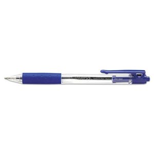 universal comfort grip ballpoint pen, retractable, medium 1 mm, blue ink, clear barrel, dozen