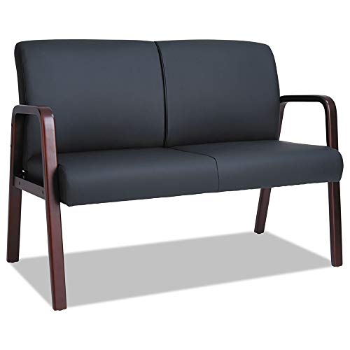 Alera ALERL2219M 44.88 in. x 26.13 in. x 33 in. Reception Lounge Series Wood Loveseat - Black/Mahogany