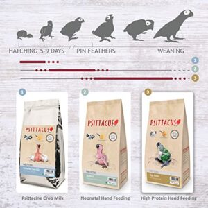 Psittacus High Protein Hand-Feeding Formula 2.2 lb | Diet for Baby Amazons, Cockatoos and Ringneck Parakeets | Premium Food for Birds, 100% no-GMO