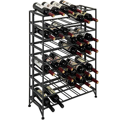 MyGift Gray Metal Wine Rack Freestanding Floor Stand, 9 Tier Wine Bottle Shelf - Holds up to 54 Bottles