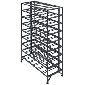 MyGift Gray Metal Wine Rack Freestanding Floor Stand, 9 Tier Wine Bottle Shelf - Holds up to 54 Bottles