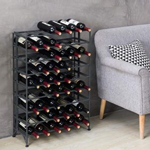 MyGift Gray Metal Wine Rack Freestanding Floor Stand, 9 Tier Wine Bottle Shelf - Holds up to 54 Bottles