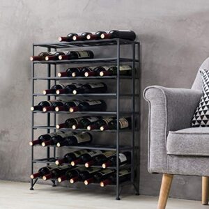 MyGift Gray Metal Wine Rack Freestanding Floor Stand, 9 Tier Wine Bottle Shelf - Holds up to 54 Bottles