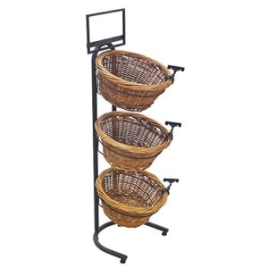 floor standing merchandising rack with 3 baskets , k-1430-3b