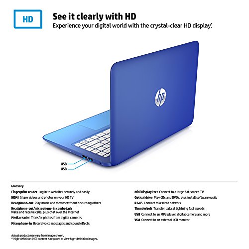 (Discontinued) HP Stream 13.3 Inch Laptop (Intel Celeron, 2 GB, 32 GB SSD, Horizon Blue) Includes Office 365 Personal for One Year