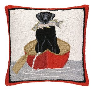 peking handicraft lab canoe hook pillow, 18 by 18-inch, black