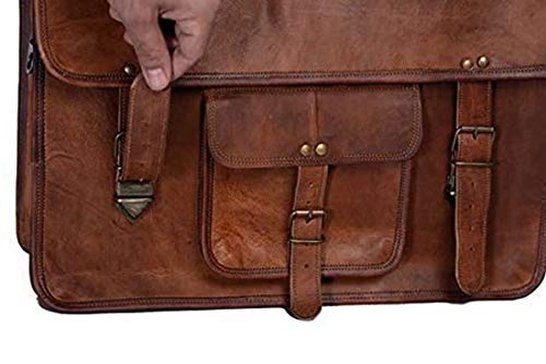 KPL 18 INCH Leather Briefcase Laptop Messenger Bag Satchel Office computer bag for men and women (18 INCH)