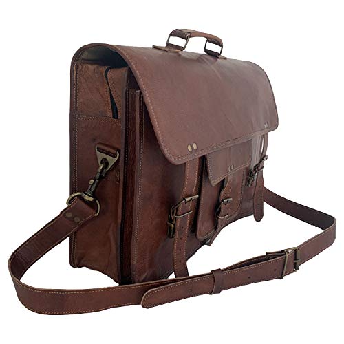 KPL 18 INCH Leather Briefcase Laptop Messenger Bag Satchel Office computer bag for men and women (18 INCH)