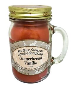 our own candle company gingerbread vanilla scented 13 ounce mason jar candle