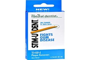 natural dentist stim-u-dent thin plaque remove roasted mint - case of 6-4 packs