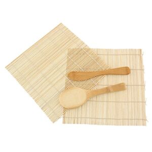 japanbargain 3677+3793, sushi making kit sushi rolling mat bamboo sushi roller with rice paddle scoop butter spreader set