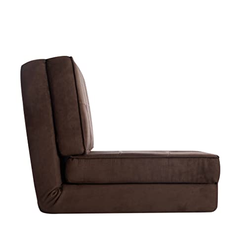 Urban Shop Ultra Suede Convertible Flip Chair, L28.5 x W29.53 x H23.0, Brown