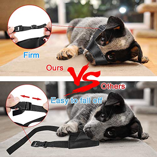 ewinever 5Pcs/Set Adjustable Breathable Safety Small Medium Large Extra Dog Muzzles for Anti-Biting Anti-Barking Anti-Chewing Safety Protection(Black)