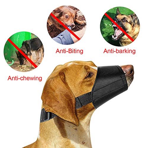 ewinever 5Pcs/Set Adjustable Breathable Safety Small Medium Large Extra Dog Muzzles for Anti-Biting Anti-Barking Anti-Chewing Safety Protection(Black)