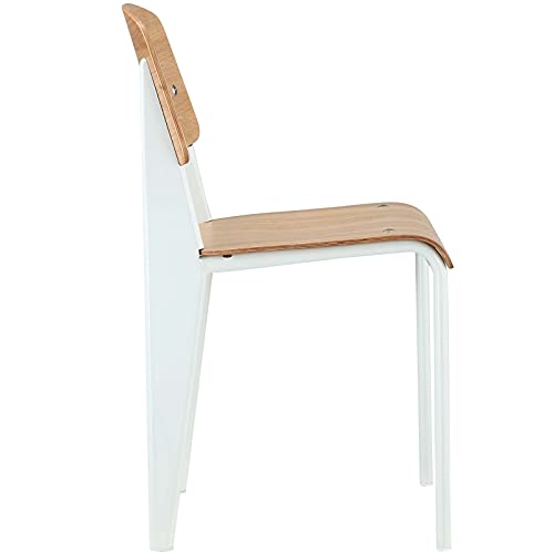 Modway Cabin Modern Wood and Metal Kitchen and Dining Room Chair in Natural White