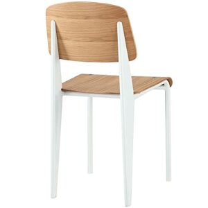 Modway Cabin Modern Wood and Metal Kitchen and Dining Room Chair in Natural White