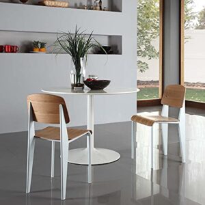 Modway Cabin Modern Wood and Metal Kitchen and Dining Room Chair in Natural White