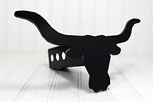 Custom Hitch Covers 12749-Matte Black Longhorn Hitch Cover, 2"