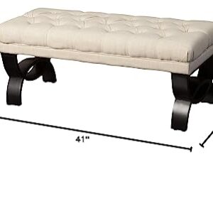 Christopher Knight Home Scarlett Tufted Fabric Ottoman / Bench, Light Beige