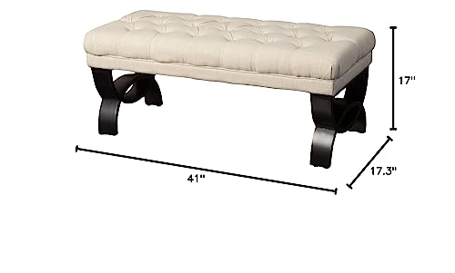 Christopher Knight Home Scarlett Tufted Fabric Ottoman / Bench, Light Beige