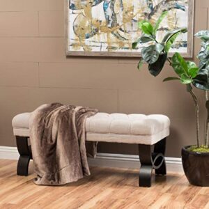 Christopher Knight Home Scarlett Tufted Fabric Ottoman / Bench, Light Beige