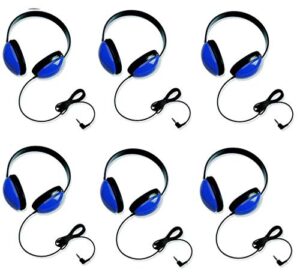 califone 2800-bl listening first stereo headphones for kids bundle (blue) (6 items)