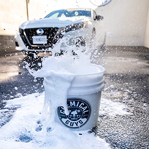 Chemical Guys ACC_103 Heavy Duty Detailing Car Wash Bucket with Chemical Guys Logo, 4.5 Gal , Semi Transparent White