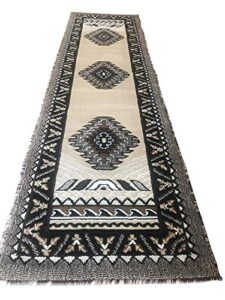 southwest native american runner rug berber design #d143 (2ftx7ft.1in.)