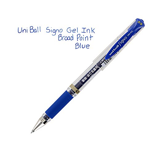 Uni-Ball Signo UM-153 Gel Ink Rollerball Pen, 1.0mm, Broad Point, Blue Ink, Pack of 6