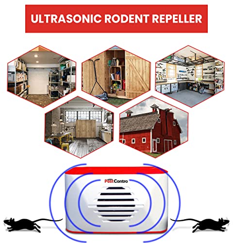 PestContro Portable Ultrasonic Rodent Repeller, Cordless Non-Lethal Pest Control, Dual Frequency, Mice Rats Squirrels Chipmunks Kitchen Office Garage Basement Shed Storage Attic