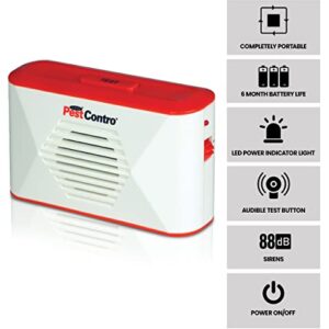 PestContro Portable Ultrasonic Rodent Repeller, Cordless Non-Lethal Pest Control, Dual Frequency, Mice Rats Squirrels Chipmunks Kitchen Office Garage Basement Shed Storage Attic