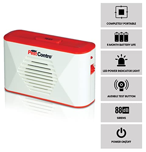 PestContro Portable Ultrasonic Rodent Repeller, Cordless Non-Lethal Pest Control, Dual Frequency, Mice Rats Squirrels Chipmunks Kitchen Office Garage Basement Shed Storage Attic