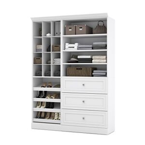 bestar versatile closet organizer with storage cubbies and drawers, white