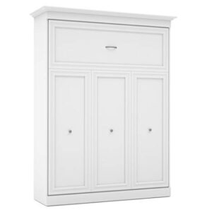 Bestar Versatile Queen Murphy Bed and 2 Shelving Units with Drawers (115W) in White