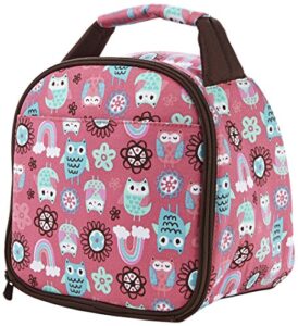 fit & fresh gabby insulated lunch bag with zipper, rainbow owl