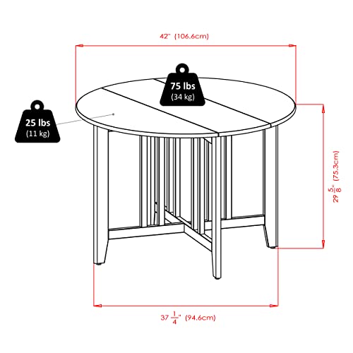 Winsome Wood Alamo, , Double Drop Leaf, Round Table Mission, Walnut, 42-Inch/ 41.97 in x 41.97 in x 29.65 in